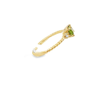 14kt  Yellow Gold  Peridot and Diamond Ring