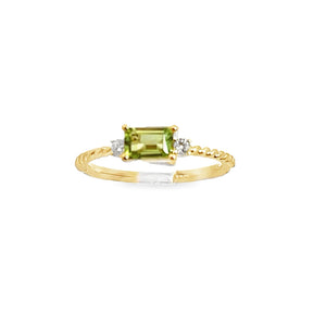 14kt  Yellow Gold  Peridot and Diamond Ring