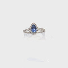 Load and play video in Gallery viewer, 18kt White Gold Natural Blue Sapphire and Diamond Ring
