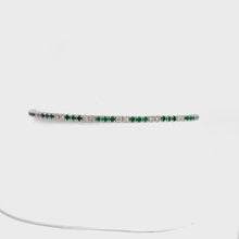 Load and play video in Gallery viewer, 14kt White Gold Diamond and Emerald Bangle Bracelet
