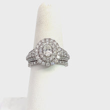 Load and play video in Gallery viewer, 14kt White Gold Diamond and Engagement Ring with Wedding Band
