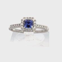 Load and play video in Gallery viewer, 18kt White Gold Natural Blue Sapphire and Diamond Ring
