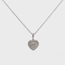 Load and play video in Gallery viewer, 14kt White Gold  Heart Shaped  Diamond Pendant

