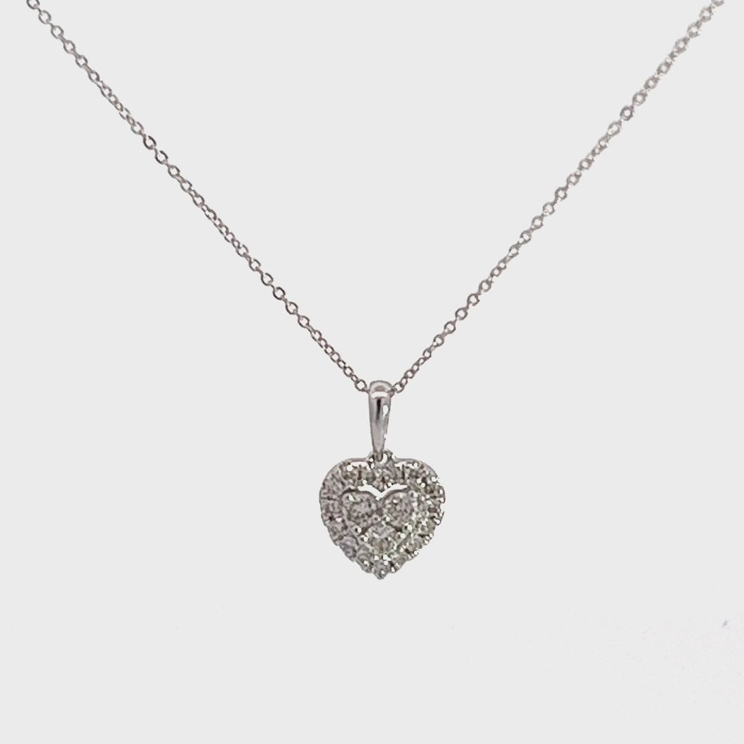 14kt White Gold  Heart Shaped  Diamond Pendant