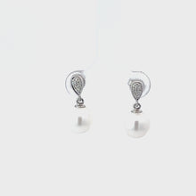 Load and play video in Gallery viewer, 14kt White Gold Pearl and Diamond Earrings
