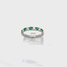 Load and play video in Gallery viewer, 18kt White Gold Natural Emerald and Diamond Ring
