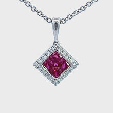 Load and play video in Gallery viewer, 18kt White Gold Natural Ruby and Diamond Pendant
