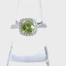 Load and play video in Gallery viewer, 14kt White Gold Peridot and Diamond Ring
