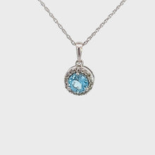 Load and play video in Gallery viewer, 14kt White Gold Blue Topaz Pendant
