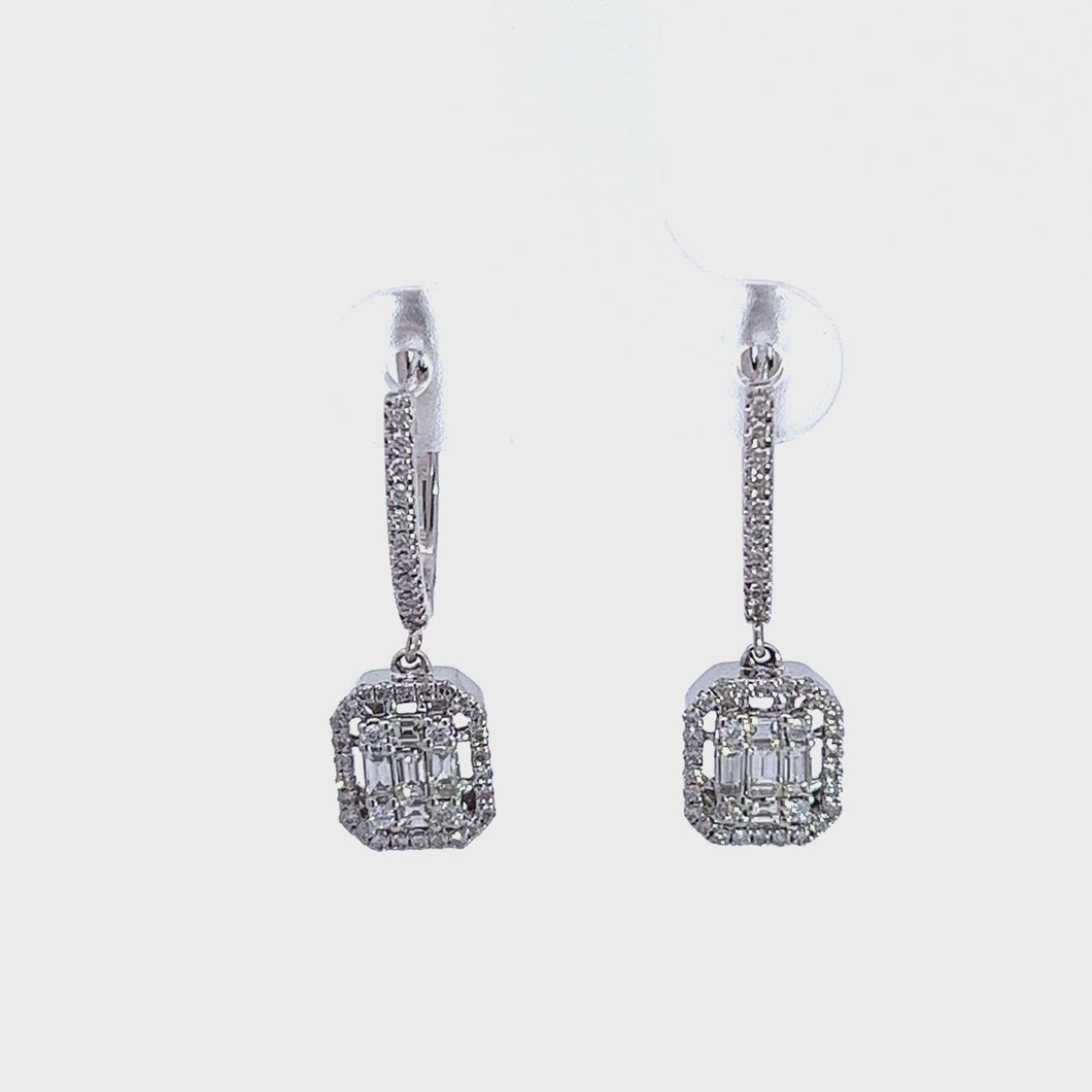 14kt White Gold Dangle  Diamond Earrings