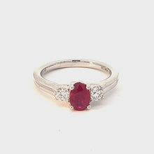 Load and play video in Gallery viewer, 14 Kt White Gold Natural Ruby and Diamond Ring
