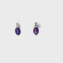 Load and play video in Gallery viewer, 14kt White Gold Amethyst and Diamond Earrings
