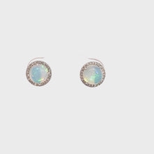 Load and play video in Gallery viewer, 14kt White Gold Diamond and Opal Earrings
