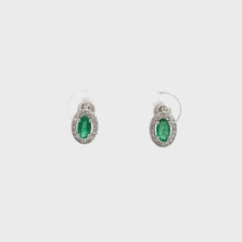 Load and play video in Gallery viewer, 18kt White Gold Emerald and  Diamond Earrings
