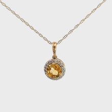 Load and play video in Gallery viewer, 14kt Yellow Gold and Citrine and Diamond Pendant
