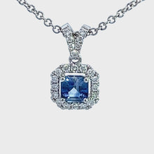 Load and play video in Gallery viewer, 18kt White Gold Natural Blue  Sapphire and Diamond Pendant
