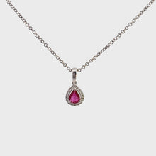 Load and play video in Gallery viewer, 18kt White Gold Natural Ruby and Diamond Pendant
