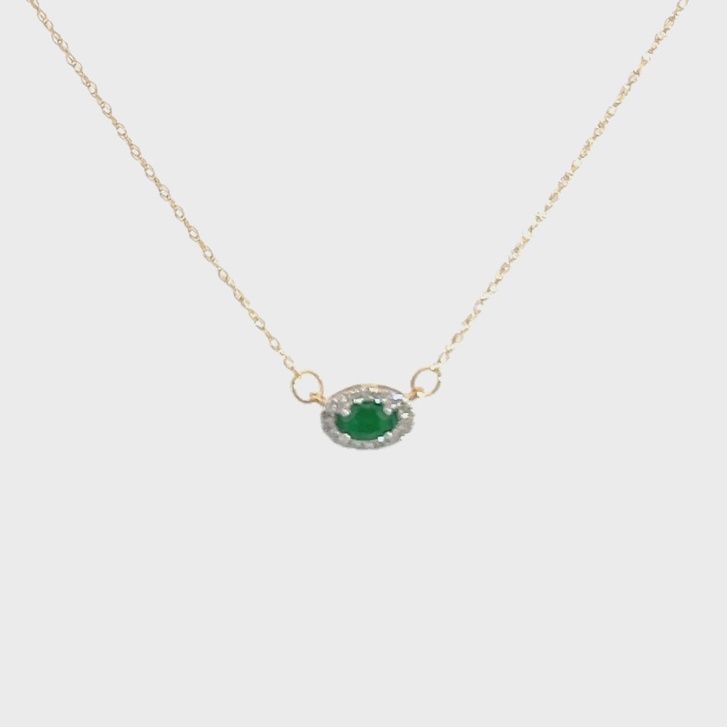 14kt Yellow Gold Natural Emerald and Diamond Pendant