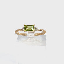 Load and play video in Gallery viewer, 14kt  Yellow Gold  Peridot and Diamond Ring
