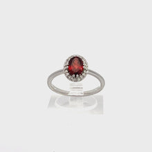 Load and play video in Gallery viewer, 14kt White Gold Garnet and  Diamond Ring
