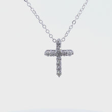 Load and play video in Gallery viewer, 14kt White Gold Diamond Cross Pendant
