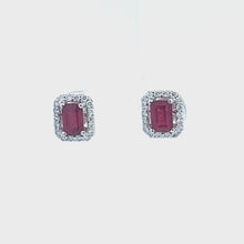 Load and play video in Gallery viewer, 18kt White Gold Natural Ruby and Diamond Earrings
