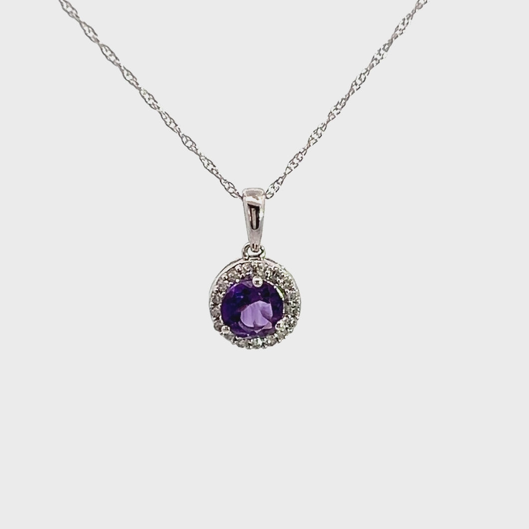 14Kt White Gold and Amethyst Pendant