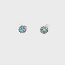 Load and play video in Gallery viewer, 14kt White Blue Topaz  and Diamond Earrings
