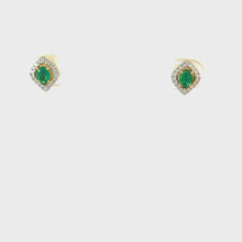 Load and play video in Gallery viewer, 18kt Yellow Gold Emerald and  Diamond Earrings
