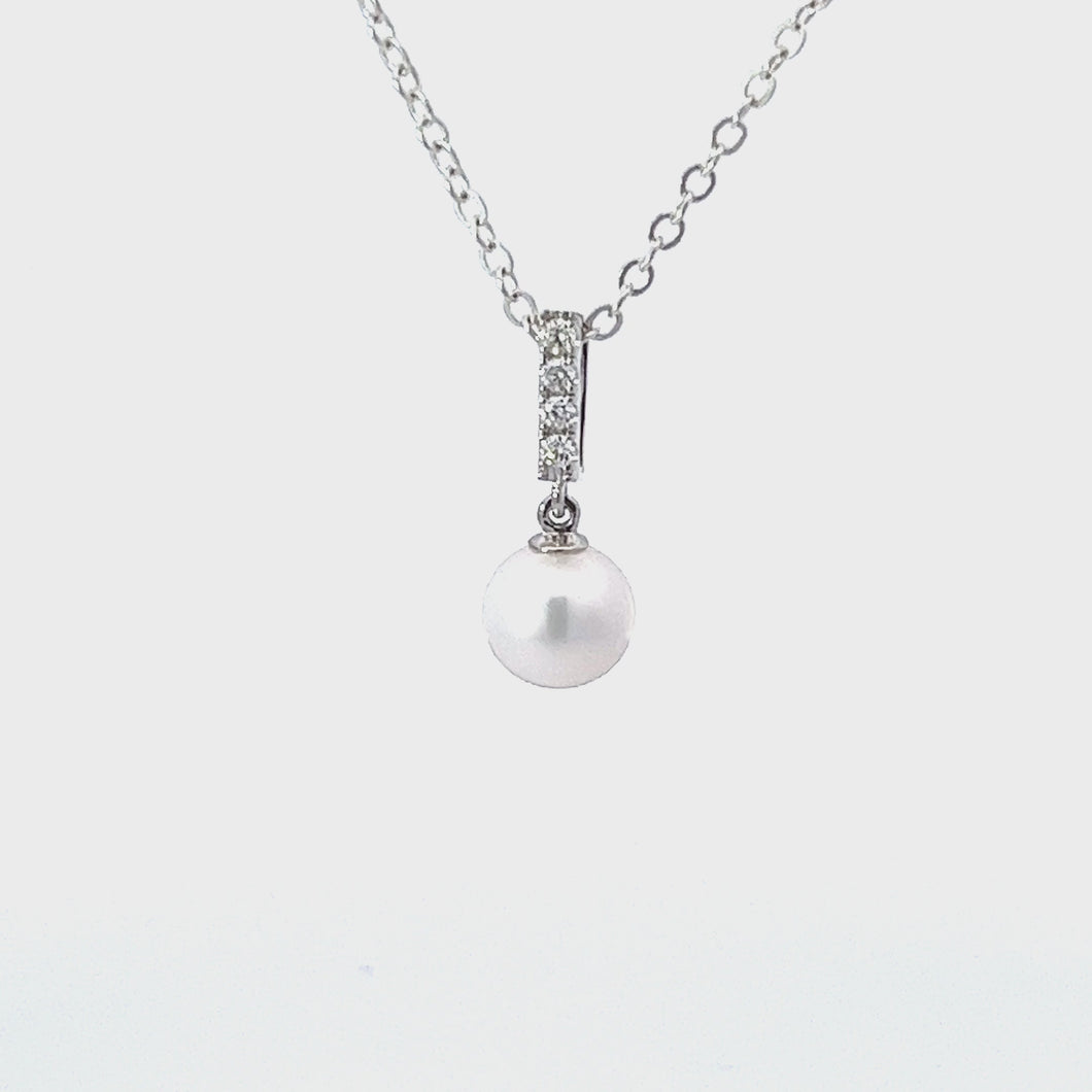 14kt Pearl and Diamond Pendant
