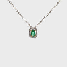 Load and play video in Gallery viewer, 18kt White Gold Natural Emerald and Diamond Pendant
