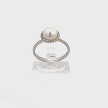 Load and play video in Gallery viewer, 14kt White Gold Pearl and Diamond Ring
