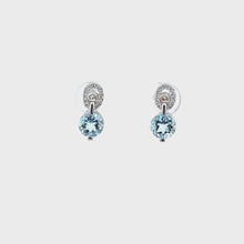 Load and play video in Gallery viewer, 14kt White Gold Aquamarine  and Diamond Earrings
