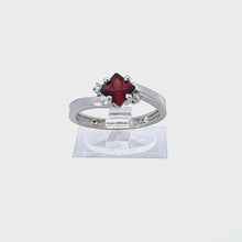 Load and play video in Gallery viewer, 14kt White Gold Garnet and  Diamond Ring
