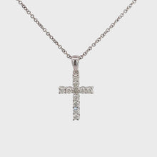 Load and play video in Gallery viewer, 14kt White Gold Diamond Cross Pendant
