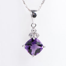 Load image into Gallery viewer, 14Kt White Gold Amethyst and Diamond Pendant
