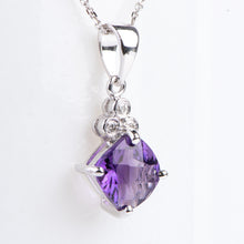 Load image into Gallery viewer, 14Kt White Gold Amethyst and Diamond Pendant
