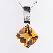 Load image into Gallery viewer, 14kt White Gold and Citrine and Diamond Pendant
