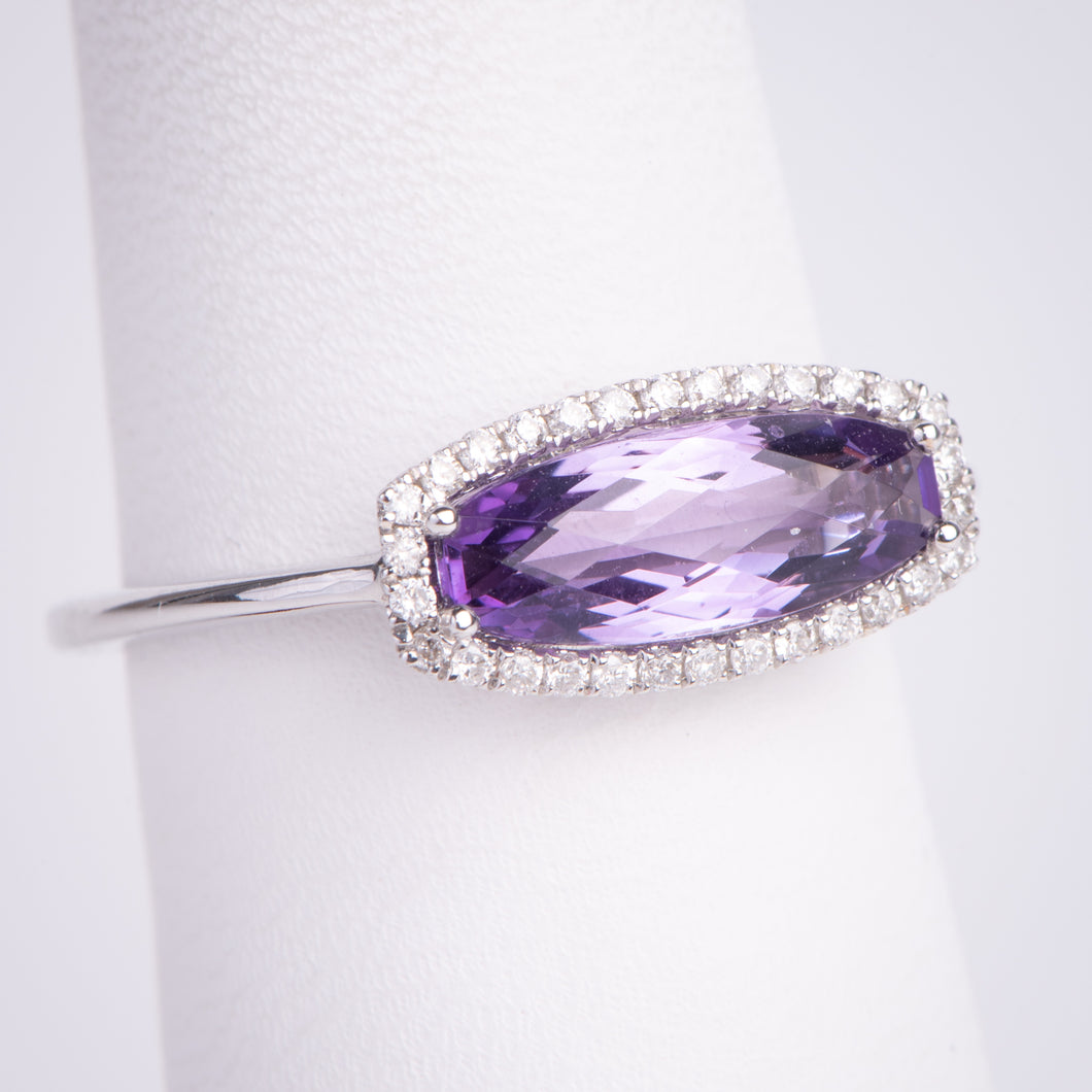 14kt White Gold Amethyst and Diamond Ring