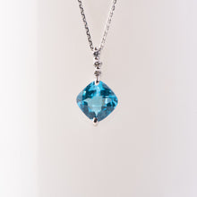 Load image into Gallery viewer, 14kt White Gold Blue Topaz  and Diamond Pendant

