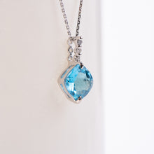 Load image into Gallery viewer, 14kt White Gold Blue Topaz  and Diamond Pendant
