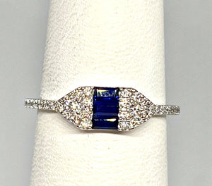 14kt White Gold Natural Blue Sapphire and Diamond Ring