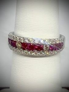 18kt White Gold Natural Ruby and Diamond Ring
