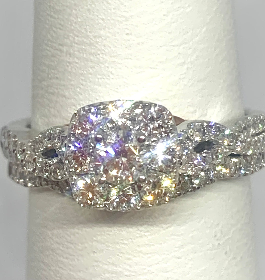 14kt White Gold Diamond Engagement Ring with Wedding Band