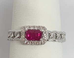 14kt White Gold Natural Ruby and Diamond Ring