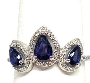 18kt White Gold Natural Blue Sapphire and Diamond Ring