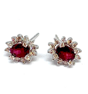 18kt White Gold Natural Ruby and Diamond Earrings