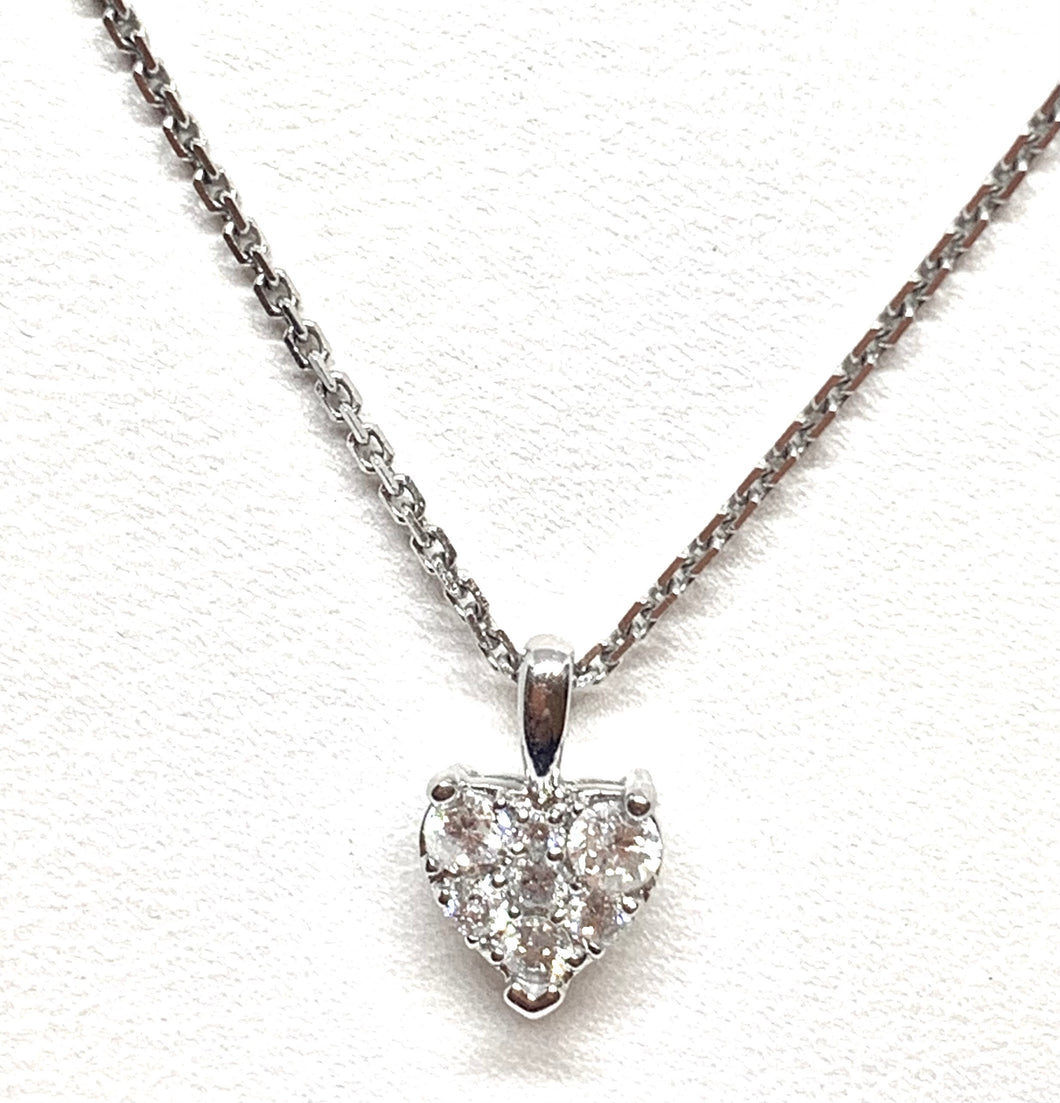 14kt White Gold Heart Shaped Diamond Pendant
