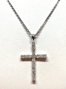 14kt White  Gold Diamond Cross Pendant