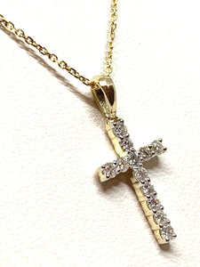 14kt Yellow  Gold Diamond Cross Pendant